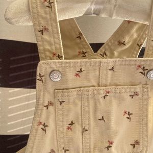 Cream with flowers denim jumper dress